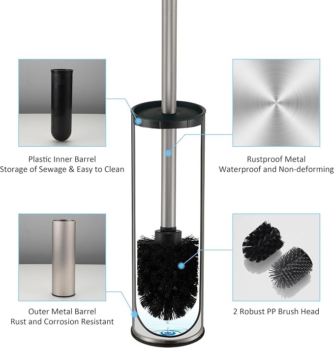 Toilet Brush and Holder, Stainless Steel Toilet Brushes - Image 4