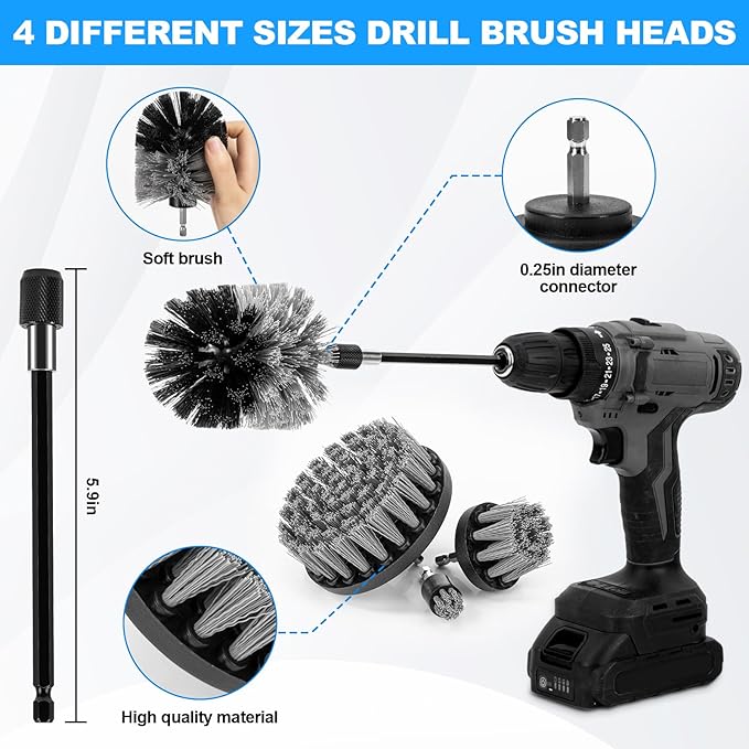 THINKWORK Car Detailing Kit, Car Detailing Brush Set, Car Cleaning Drill Brush - Image 2