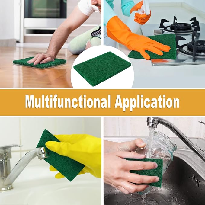 50 Pcs Scouring Pads, Heavy Duty Scour Pads, 4 x 5.95 inch Reusable Green Scrub - Image 7