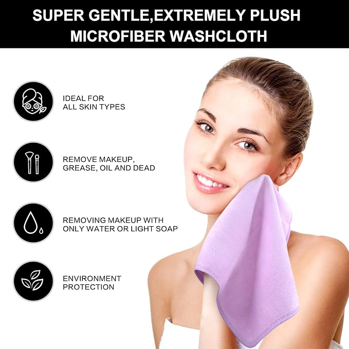 SINLAND Microfiber Facial Cloths Fast Drying Washcloth 12inch x 12inch Light - Image 4