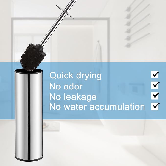 BGL Chrome Toilet Brush and Holder, Stainless Steel Toilet Brushes - Image 4