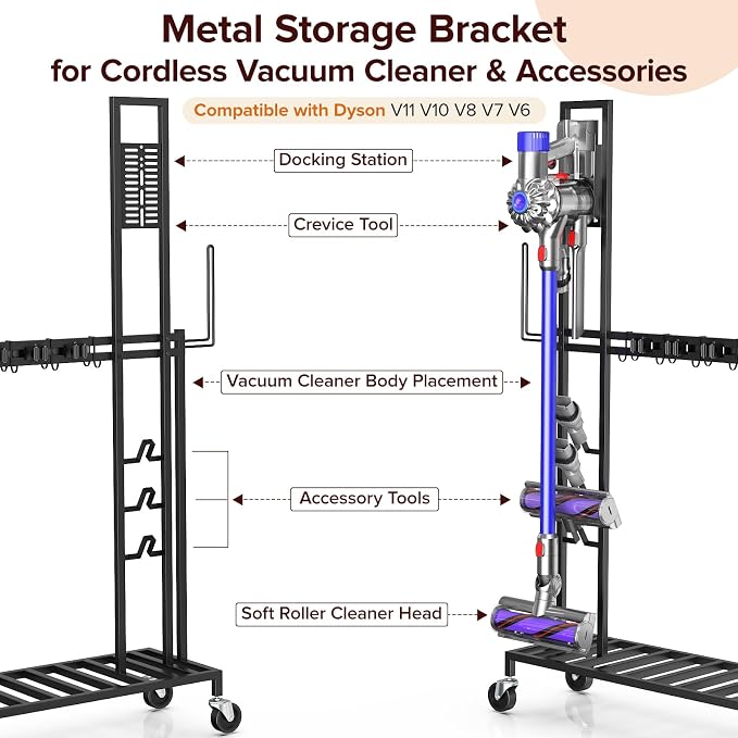 Housolution Cleaning Utility Cart on Wheels, Vacuum Stand Compatible - Image 6