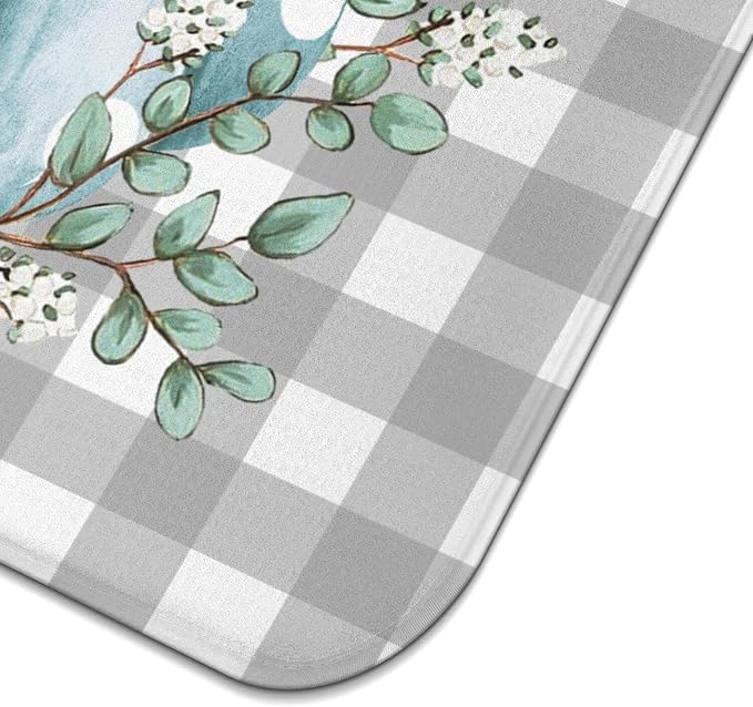 Fall Dish Drying Mat for Kitchen Counter, Buffalo Plaid Blue Pumpkin Pattern - Image 6