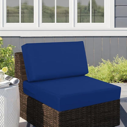 idee-home Outdoor Cushions for Patio Furniture, Outdoor Seat Cushion, Waterproof Couch Hampton Bay Deep Seat Replacement Chair Cushions for Garden Lawn Backyard Deck, 26.5 x 26.5 Navy Bue