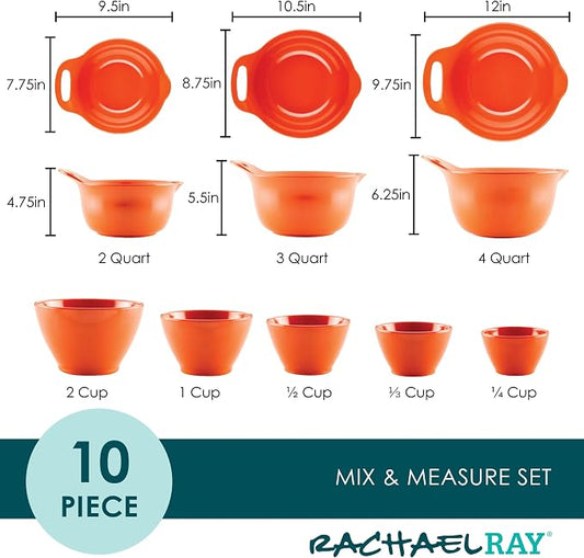 Rachael Ray Pantryware Mixing Bowl Measuring Cup and Utensil Set, 10 Piece - Image 2