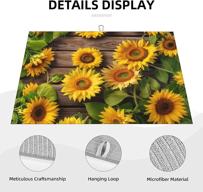 Sunflower Dish Drying Mat for Kitchen Counter Protector and Decoration Super - Image 5