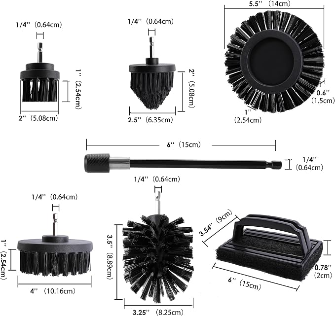 6 Piece BBQ Grill Cleaning Brush Ultra Stiff Drill Powered Cleaning Brushes - Image 2