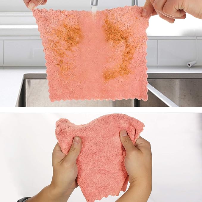 kimteny Cleaning Cloths Kitchen Towels Microfiber Washcloths Lint Free Dish - Image 5