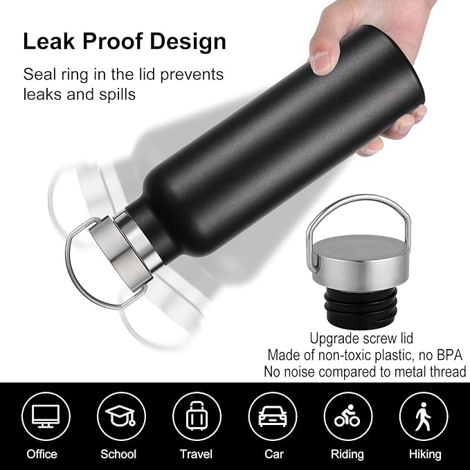 Neihepal 20 oz Insulated Water Bottles Bulk 2 Pack, Stainless Steel Double Wall - Image 4