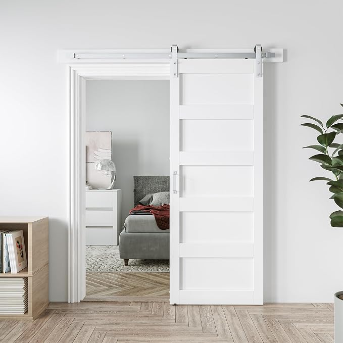 32in x 84in White Sliding Barn Door by COSHOMER