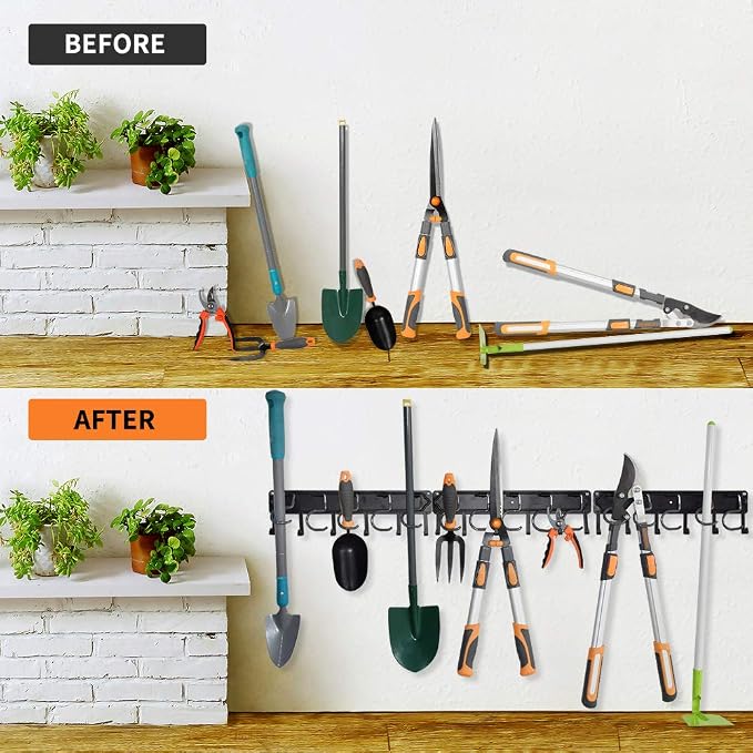 YueTong 68" All Metal Garden Tool Organizer, Adjustable Garage Wall Organizers - Image 7