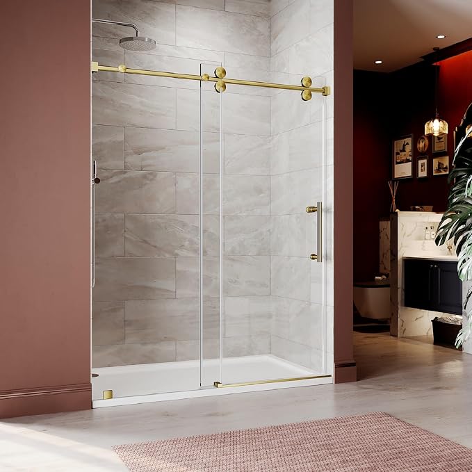 61-65 Inch x 76 Inch Sliding Frameless Shower Door, 3/8" Tempered Glass - Image 7