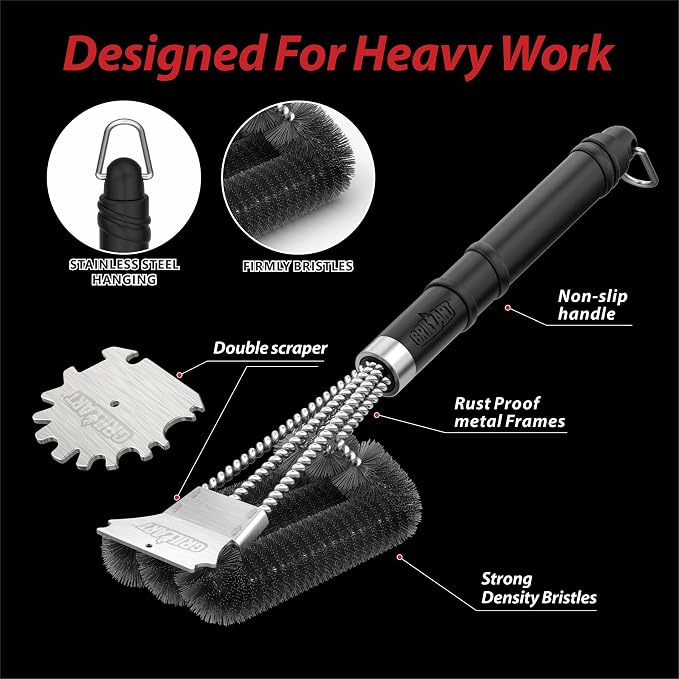 GRILLART Grill Brush and Scraper, 18 Inch BBQ Grill Cleaning Brush Kit - Image 2