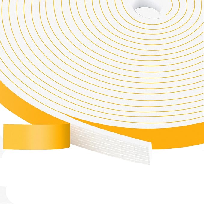 White Strong Adhesive Foam Tape, High Density Door Insulation Weather by Trisiki