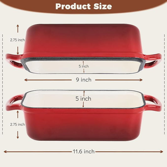 Cast Iron Bread Loaf Pan with Lid, 2 In 1 Loaf Pans - Image 2