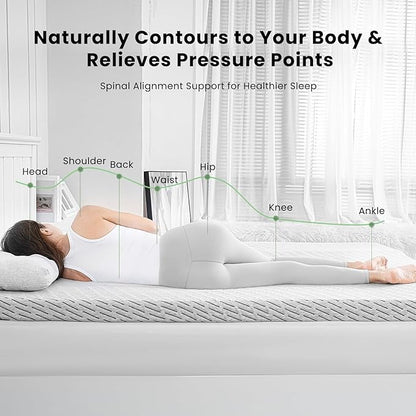 Bamboo Mattress Topper Queen Size 2 Inch, Cooling Gel & Bamboo Charcoal Memory Foam Mattress Topper for Back Pain Relief, Firm Dual-Layer Foam Bed Pad with Removable Cover