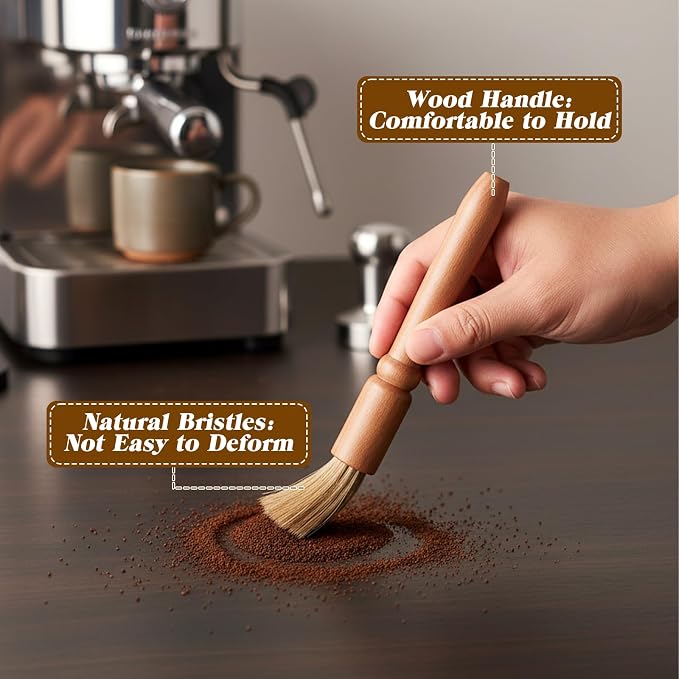 5 Pcs Coffee Brush Set Professional Espresso Brushes Kit Includes Wooden Coffee - Image 5