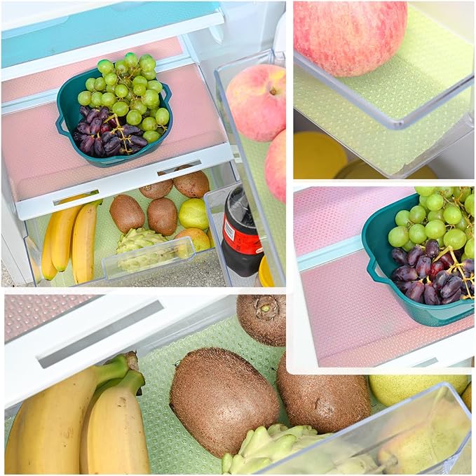 BOPART 12Pcs Refrigerator Liners Washable Fridge Shelf Liners Refrigerator Mats - Image 3