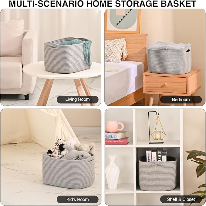 Woven Cotton Rope Storage Basket - Image 4