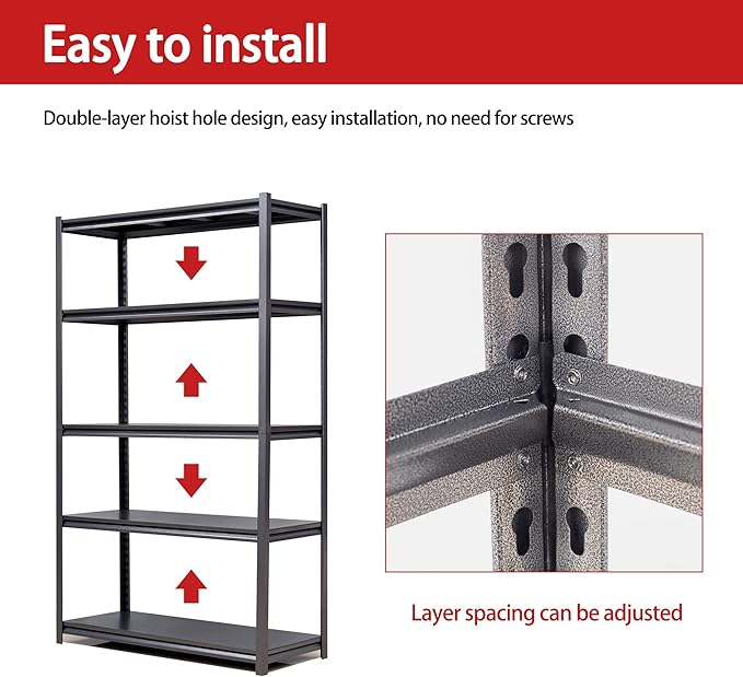 78" H Garage Shelving, Metal Storage Shelves, 3000LBS Heavy Duty Shelving - Image 5