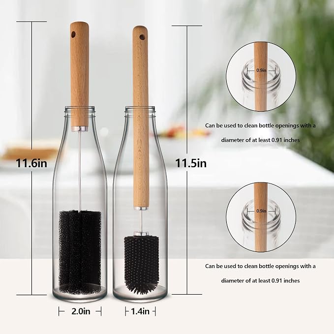 Baby Bottle Cleaner Brush Set Long Handle Silicone and Sponge Cleaning Brush - Image 3