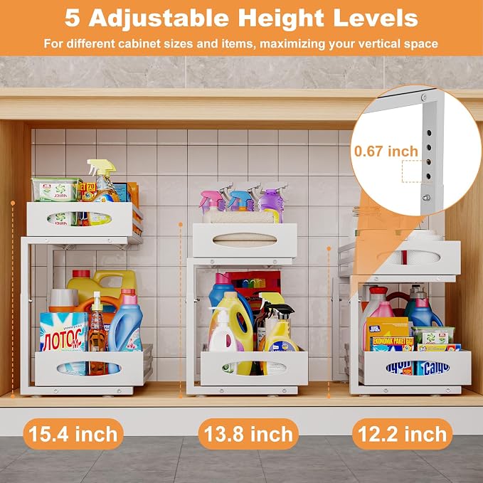 Under Sink Organizer, 2 Tier Under Sink Organizers and Storage, Adjustable - Image 5