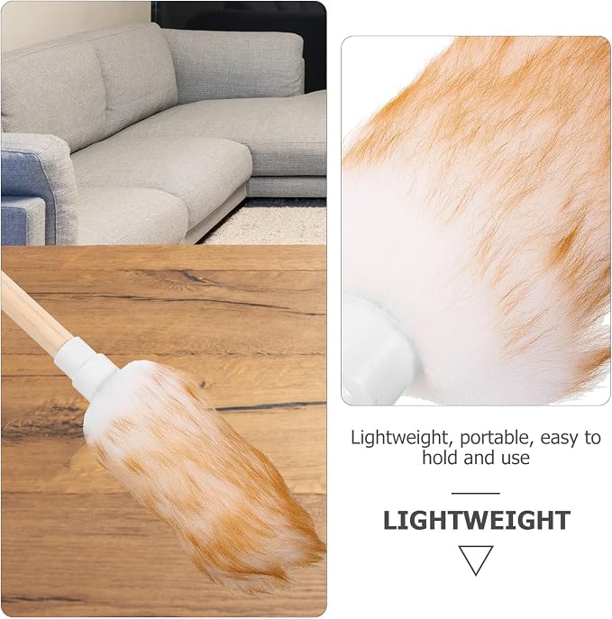 Lambswool Duster with Wooden Handle Small White Vehicle and Home Cleaning Tool - Image 3