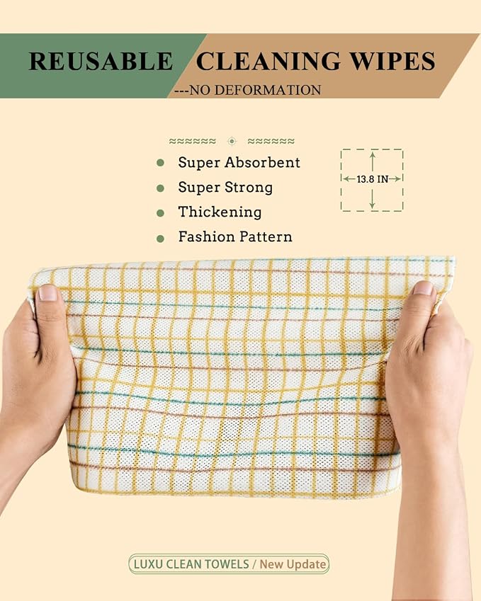 LUXU Reusable Cleaning Wipes, Dry Multi-Use Reusable Cloths, Heavy Duty - Image 3