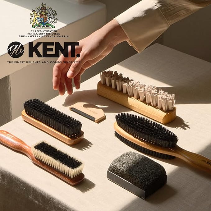 Kent CG1 Clothes Brush Cherrywood 100% Natural Black Bristle and Lint Remover - Image 7