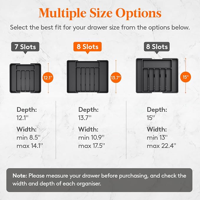 Lifewit Silverware Drawer Organizer, Expandable from 11 to 18 inches, Utensil - Image 3