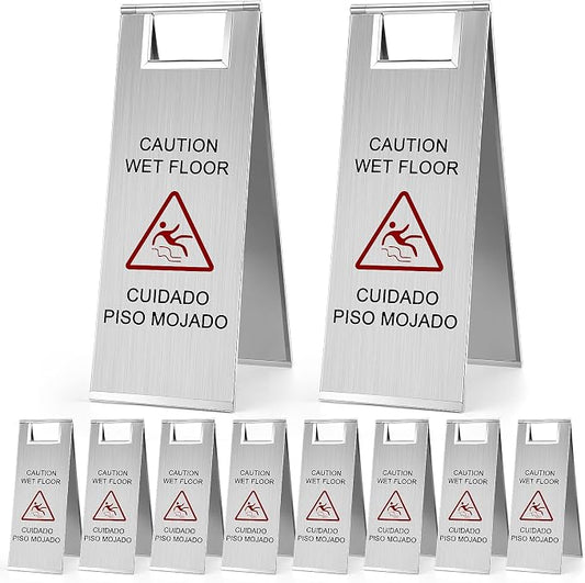 8 Pcs 24 Inch Stainless Steel Wet Floor Sign 8.8 Pound Caution Wet Floor Sign by Unknown