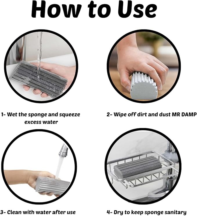4-Pack Damp Clean Duster Sponge and 1- Pack Cellulose Dishwasher Sponge - Image 5