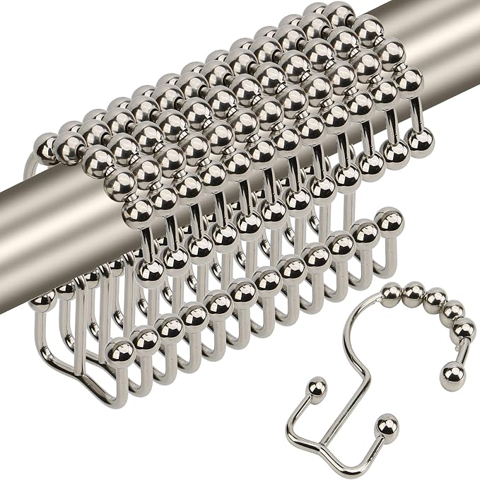 Shower Curtain Hooks, Sturdy Stainless Steel Double Sided Shower Hooks Rings by Gidse
