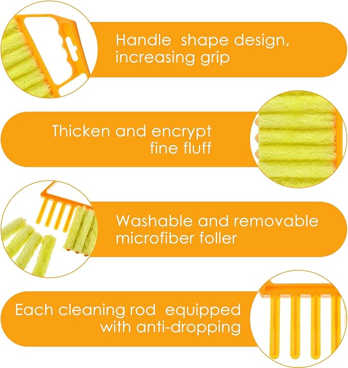 Geiserailie 2 Pcs Window Venetian Blind Cleaner Duster Tool Washable 7 Fingers - Image 4