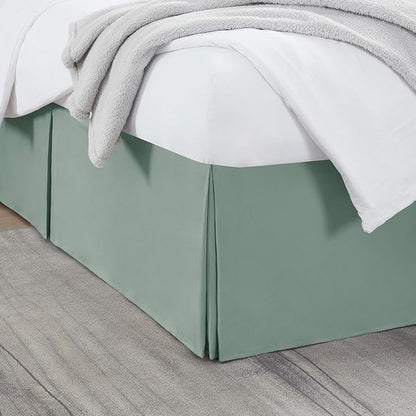Nestl Sage Green Full XL Bed Skirt - Full XL Size Bed Skirt 14 Inch Drop - Brushed Microfiber Bed Skirts - Hotel Quality Pleated Bed Skirt - Shrinkage & Fade Resistant