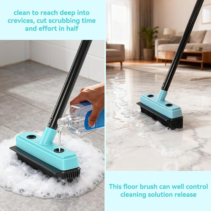 Floor Squeegee with 180° Rotating Head, with Rubber Broom - Image 6