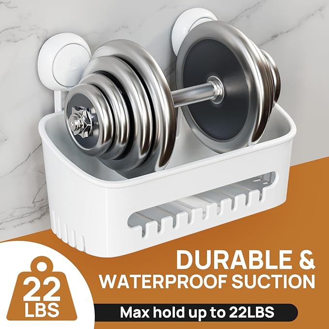 LEVERLOC Shower Caddy Suction Cup Shower Shelves Basket Pack of 2 One Second - Image 4