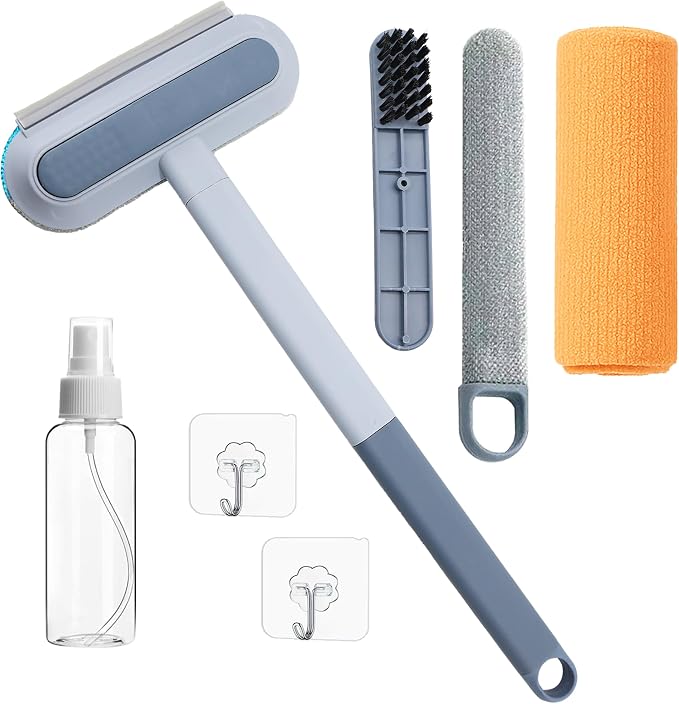 6-in-1 Window Track & Screen Cleaning Kit – Detachable Brushes, Microfiber by ATEYUWISBetterLiving