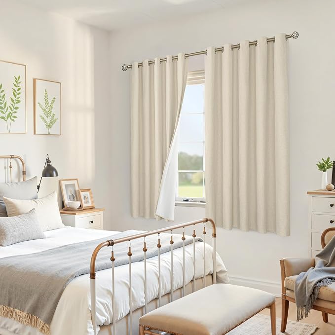 YoungsTex Extra Wide Linen 100% Blackout Curtains - Image 3