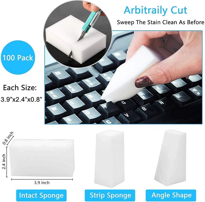 100 Pack Magic Sponges Eraser for Cleaning, Premium Reusable Melamine Sponge - Image 5