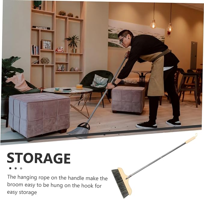 Soft Bristle Broom with Long Handle Frame Floor Brush - Image 4