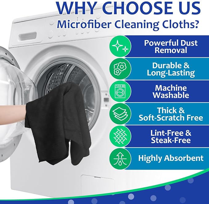 Newwiee 6 Pcs Extra Large Microfiber Cleaning Cloth 30" x 20" Washable Reusable - Image 3