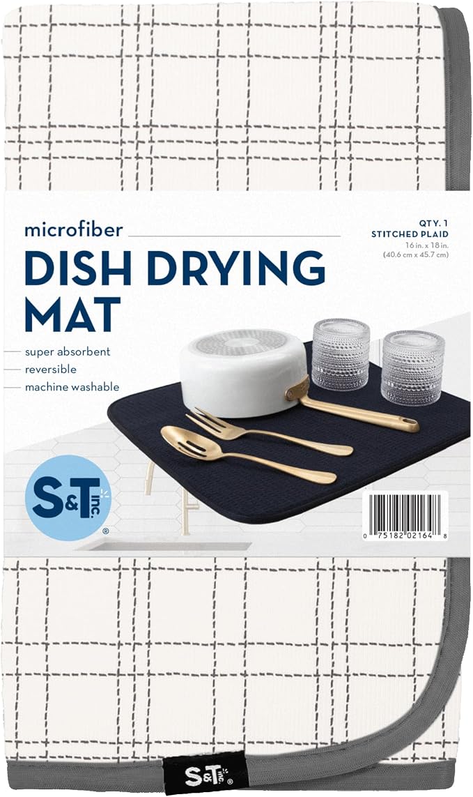 S&T INC. Dish Drying Mat, 16” x 18”, Absorbent Microfiber Kitchen Counter Mat - Image 8