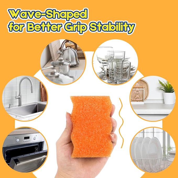 Scrub Sponge, 8 Pack Dual-Sided Temperature-Responsive Scrubber - Image 4