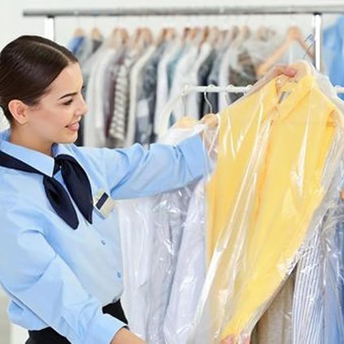 15 Pack Plastic Clear Clothes Covers, Dry Cleaners Bags Hanging Clothing Covers - Image 3