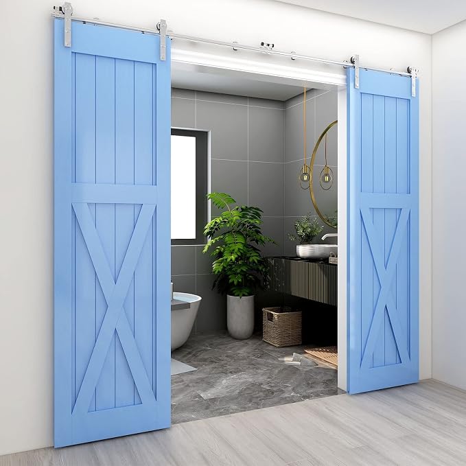 CCJH 5.5Feet Sliding Barn Door Hardware Kit Stainless Steel Heavy Duty Sliding - Image 6