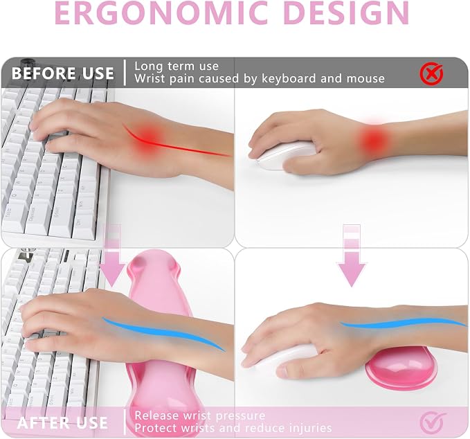Gel Keyboard and Mouse Wrist Rest, Cute Wrist Support and Arm Support Keyboard - Image 2