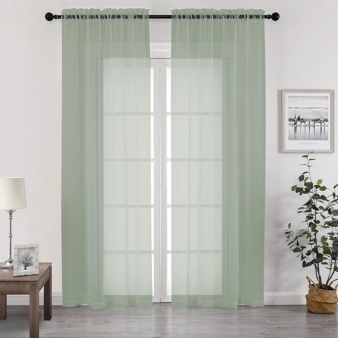 Chyhomenyc Living Room Sheer Curtains 96 Length 2 Panels Set by Chyhomenyc