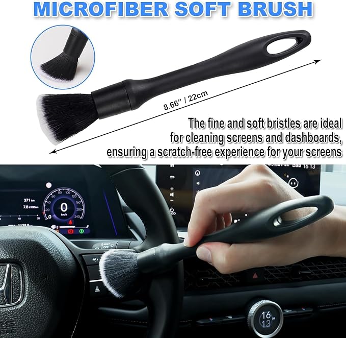 7PCS Car Detailing Brush Set, Ultra Soft Boars Hair Car Interior Detailing - Image 2