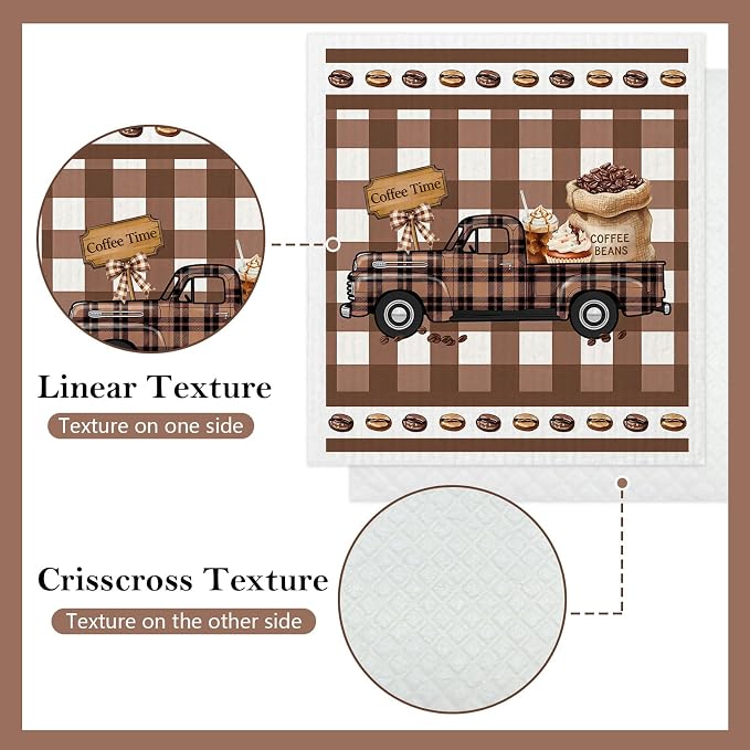 5 Pack Mixed Farmhouse Coffee Bar Kitchen Dishcloths Dish Towel, Dish Towels - Image 3